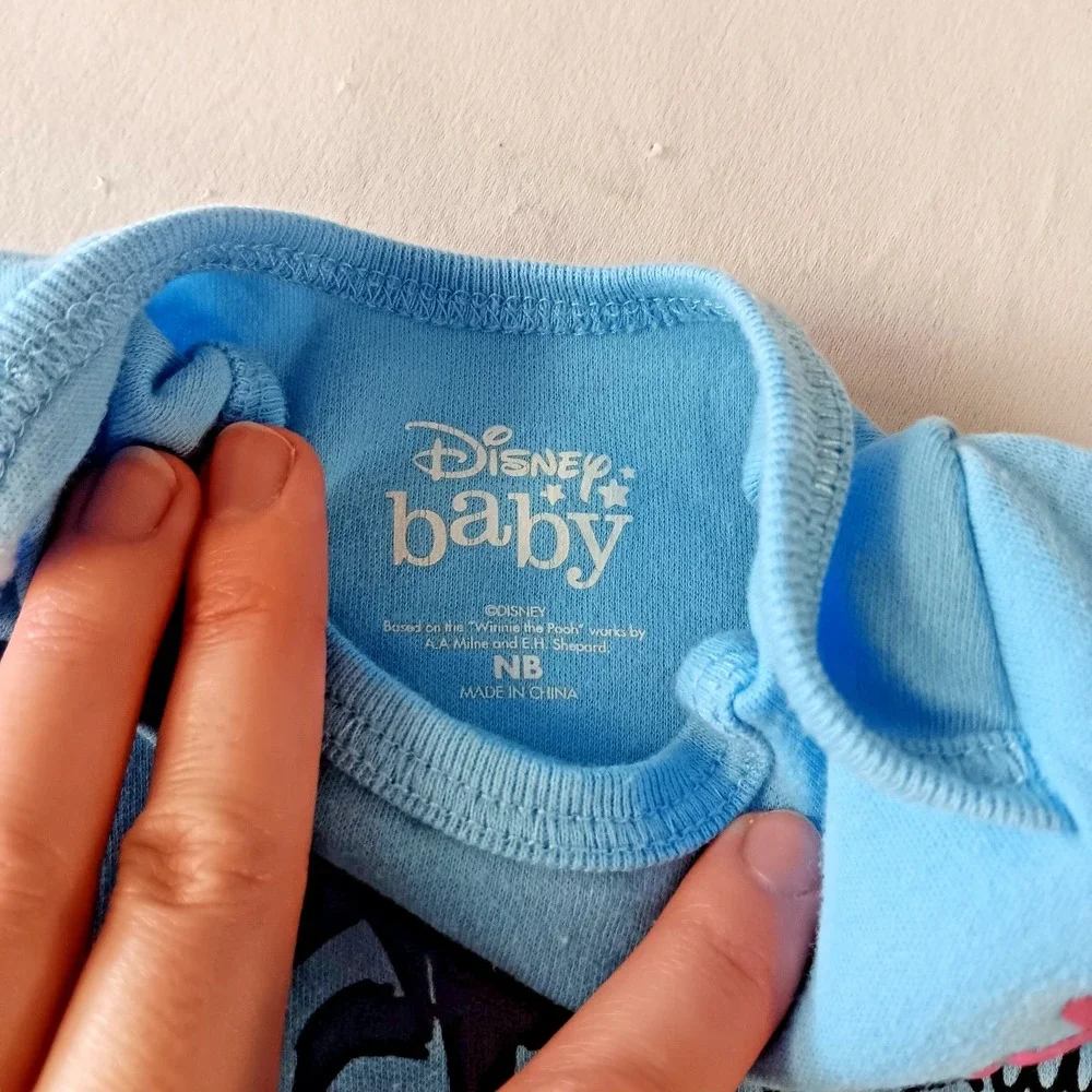 Disney Baby Winnie The Pooh Eeyore Bodysuits 4‎ Pack Lot NB Newborn Yellow Blue